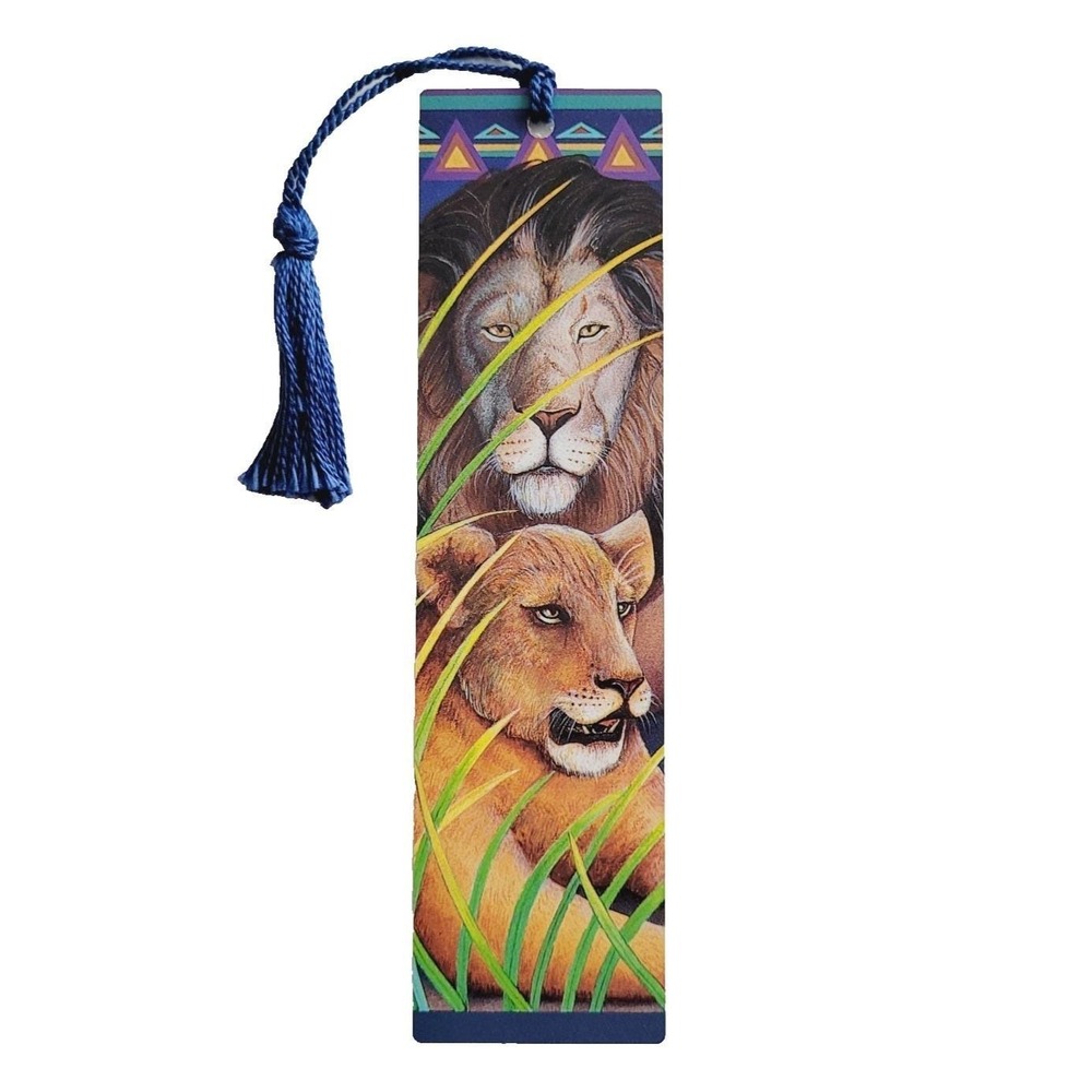 Vintage 90s Lion Lioness Bookmark, 1991 Jackie Sandrock-Gigliotti, Artworks JA02